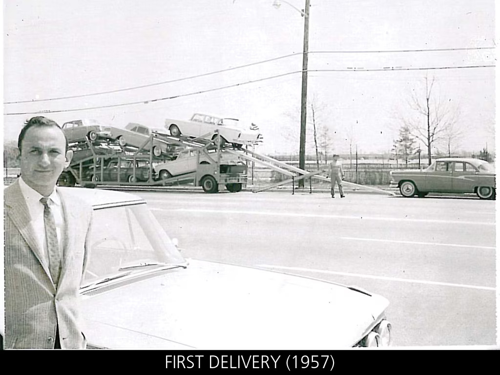 First vehicle delivery at Westbury Nash, 1957